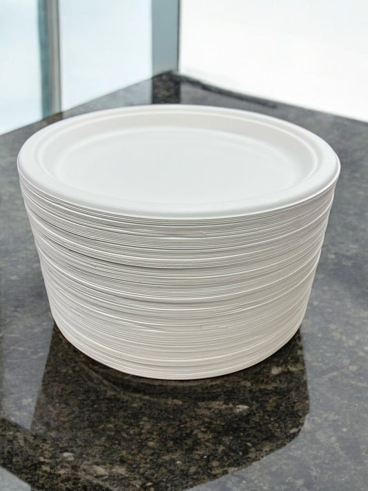 COMPOSTABLE PLATE 10" 1 COMPARTMENT WHITE