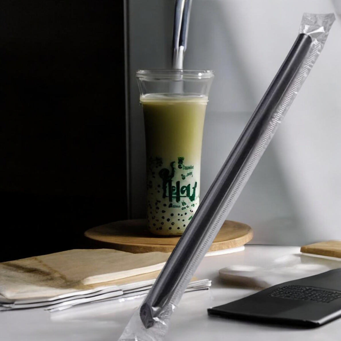 STRAWS (BOBA) BLACK 9"