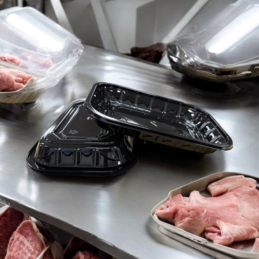 MEAT #2 TRAY PET PLASTIC BLACK 250/PCS
