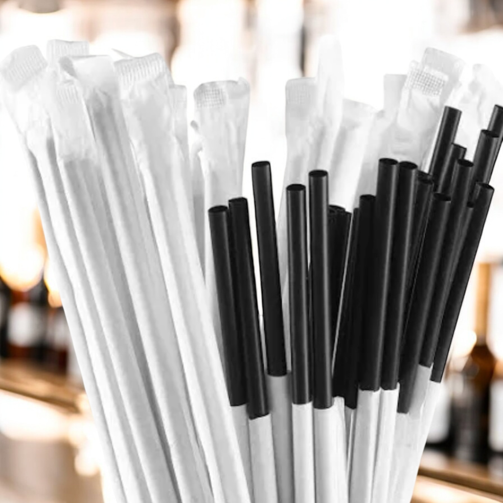 STRAW BLACK 7.75" 500/PCS