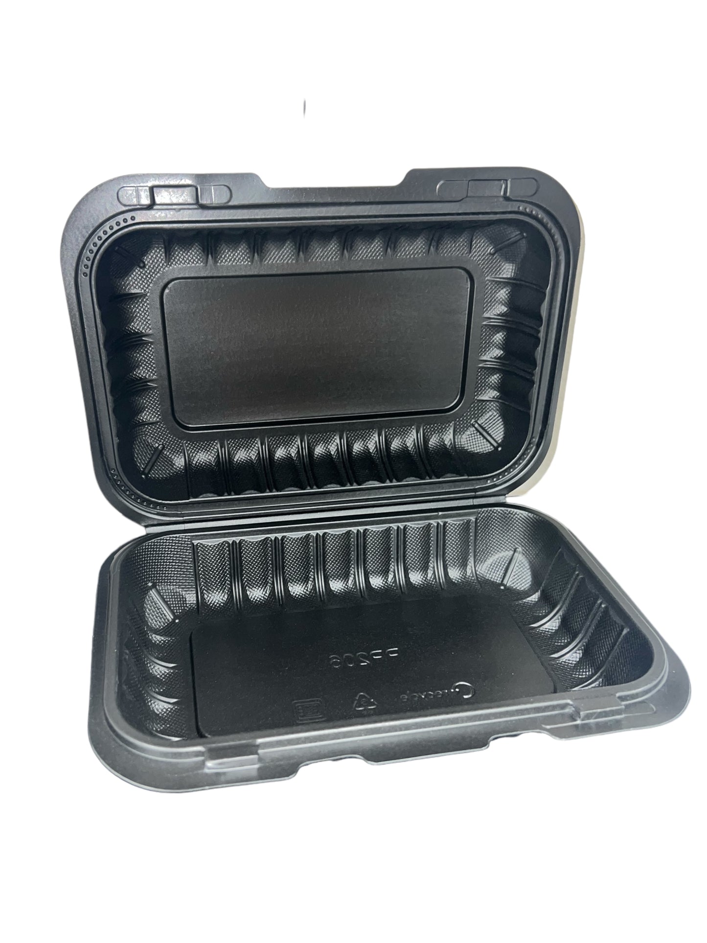 HINGE CONTAINER BLACK MICROWAVABLE 9X6 1 COMPARTMENT