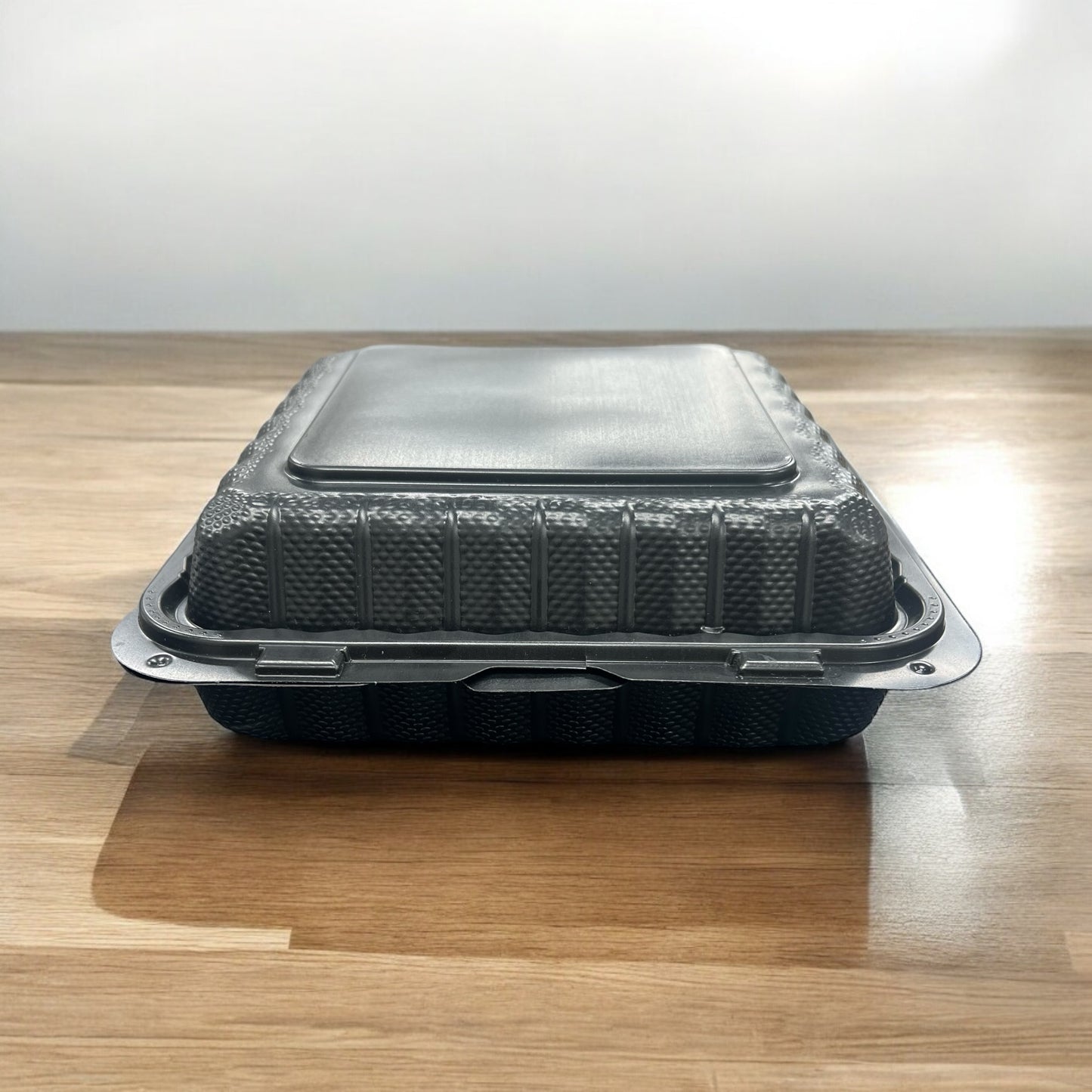 HINGE CONTAINER BLACK MICROWAVABLE 9X9 1 COMPARTMENT